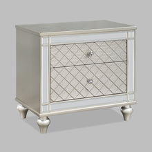 Load image into Gallery viewer, 2 Drawer Nightstand With Diamond Patterned Fronts - Silver