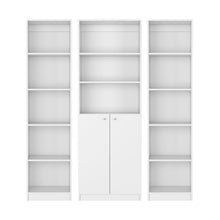 Load image into Gallery viewer, Five Tier Modular Bookcase With Two Doors (Set of 3) (546618) - White
