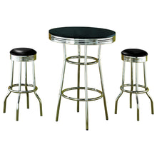 Load image into Gallery viewer, 3 Piece Round 1950S Bistro Pub Bar Table Set - Black
