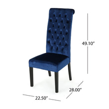 Load image into Gallery viewer, Elegant George Hi Back Dining Chair (Set of 2) With Tufted Velvet - Navy Blue