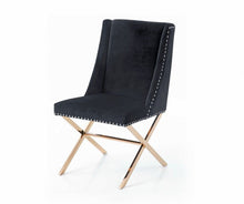 Load image into Gallery viewer, Nailhead Modern Dining Chair - Black / Rose Gold