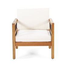 Load image into Gallery viewer, Club Chair With Slat Panel Design - Teak / Beige