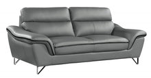 Load image into Gallery viewer, Faux Leather Love Seat - Silver / Gray