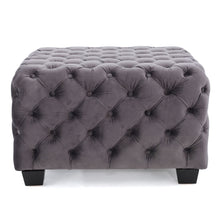 Load image into Gallery viewer, Modern Glam Ottoman With Velvet Upholstery And Button Tufted Design