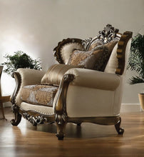 Load image into Gallery viewer, Fabric Floral Tufted Wingback Chair - Tan And Brown