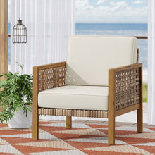 Load image into Gallery viewer, Maycen - Outdoor Club Chair With Wicker Accents - Teak