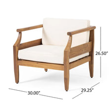Load image into Gallery viewer, Alluvion - 4 Piece Wood Outdoor Patio Conversation Set With Cream Cushions - Teak / Beige
