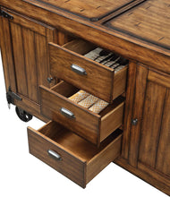 Load image into Gallery viewer, Rustic Farmhouse Warm Tobacco Rolling Kitchen Cart - Brown
