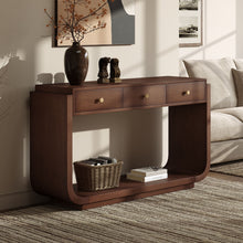 Load image into Gallery viewer, Console Table With 3 Drawers, Display Shelf, Curved Legs - Walnut