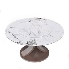 Load image into Gallery viewer, Round Dining Table With 360° Rotating Lazy Susan Scratch & Heat For Dining Room & Kitchen, Table Only - White