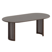 Load image into Gallery viewer, 66" Solid Wood Double Pedestal Base Oval Dining Table - Brown