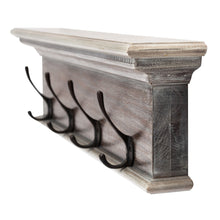 Load image into Gallery viewer, 28" Solid Wood Four Hook Wall Mount Coat Rack - Brown