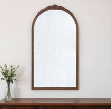 Load image into Gallery viewer, 42" Crowned Top Antiqued Glass Arch Framed Accent Mirror - Brown