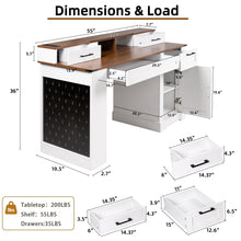 Load image into Gallery viewer, Office Desk With Storage Cabinet, Charging Station, Monitor Stand & Pegboard