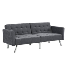 Load image into Gallery viewer, Linen Sleeper Sofa With Silver Legs - Dark Gray