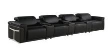 Load image into Gallery viewer, Top Grain Leather Reclining Metal USB Sofa (720373) - Black
