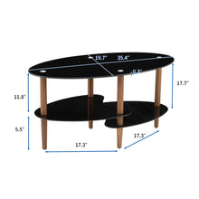 Load image into Gallery viewer, Oval Glass Coffee Table, Modern Table In Living Room Oak Wood Leg Tea Table 3-Layer Tempered Glass Table - Brown / Black