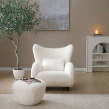 Load image into Gallery viewer, Wingback Armchair & Ottoman Combo For Living Room - White