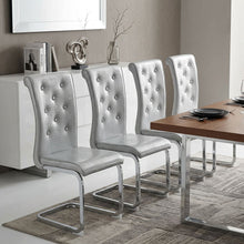 Load image into Gallery viewer, Faux Leather Metal Dining Side Chairs (Set of 2) - Gray / Silver