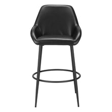 Load image into Gallery viewer, 30" Faux Leather And Steel Bar Height Bar Chairs (Set of 2) - Black