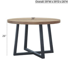 Load image into Gallery viewer, Round Dining Table With Wire Brushed Mindi Top And Mahogany Base - Wheat