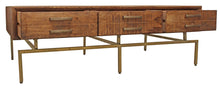Load image into Gallery viewer, Solid Wood Rectangular Distressed Storage Coffee Table - Brass And Brown