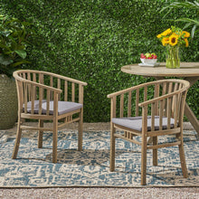 Load image into Gallery viewer, Outdoor Wooden Dining Chairs With Cushions (Set of 2)