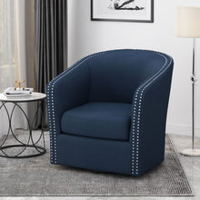 Load image into Gallery viewer, Modern Upholstered Swivel Club Chair With Nailhead Trim