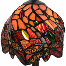 Load image into Gallery viewer, Metal Candlestick Table Lamp With Red And Black Novelty Shade - Dark Brown