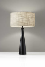 Load image into Gallery viewer, Metal Geo Triangle Table Lamp With Beige Drum Shade - Black