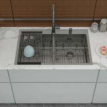 Load image into Gallery viewer, Double Bowl Drop In Kitchen Sink 33" X 22" With 16 Gauge Stainless Steel And 2 10" Deep Basins - Gunmetal Black