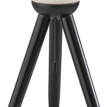 Load image into Gallery viewer, Solid Wood Tripod Table Lamp With White Ribbed Glass Shade - Black