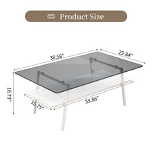 Load image into Gallery viewer, Rectangle Coffee Table, Tempered Glass Tabletop With Metal Legs