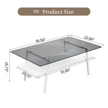 Load image into Gallery viewer, Rectangle Coffee Table, Tempered Glass Tabletop With Metal Legs