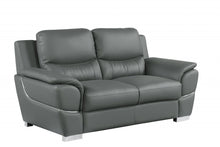 Load image into Gallery viewer, Faux Leather Love Seat - Gray / Silver