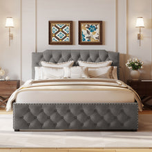 Load image into Gallery viewer, Upholstered Platform Bed With 2 Drawers And 2 Sets Of USB Ports On Each Side, Fabric