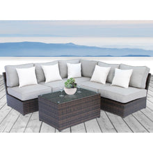 Load image into Gallery viewer, Modular 4 Person Outdoor Seating Group With Cushions - Espresso