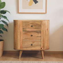Load image into Gallery viewer, 26" Solid Wood Oval Accent Cabinet With Three Drawers - Oak