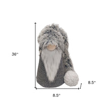 Load image into Gallery viewer, Fabric Christmas Santa Standing Gnome - Gray / White