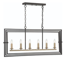 Load image into Gallery viewer, Kitchen Island Six Light Metal Dimmable Chandelier - Black / Gold