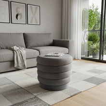 Load image into Gallery viewer, Velvet Tufted Round Cocktail Ottoman - Gray