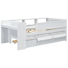 Load image into Gallery viewer, Twin Daybed With Drawers, Trundle, Headboard Storage, Study Desk, And USB Charging Station - White