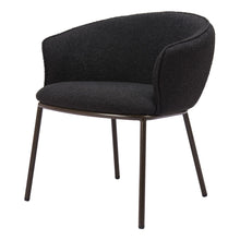 Load image into Gallery viewer, Upholstered Faux Fur Dining Arm Chair - Black / Bronze