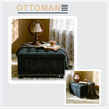 Load image into Gallery viewer, Square Tufted Storage Ottoman With Nailhead Trim