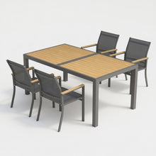 Load image into Gallery viewer, 5 Piece Gray Aluminum Patio Dining Set With Textilene Chairs For Outdoor Use