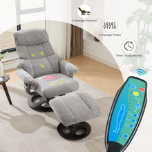 Load image into Gallery viewer, Ergonomic Recliner Chair With Ottoman, Modern 360° Swivel With Footstool