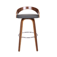 Load image into Gallery viewer, Faux Leather And Iron Low Back Bar Height Swivel Bar Chair - Gray And Brown