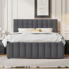 Load image into Gallery viewer, Upholstered Platform Bed With Twin Size Trundle And 3 Drawers