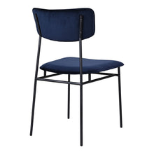Load image into Gallery viewer, Upholstered Velvet Open Back Dining Side Chair - Blue / Black