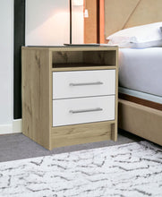 Load image into Gallery viewer, 20" Two Drawer Faux Wood Nightstand - White / Light Brown